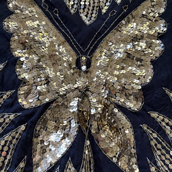 Silk Sequins Poncho Butterfly Top - Picture 6 of 15